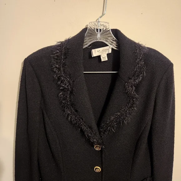 St. John Collection | Women's Black Two-Piece Santana Knit Skirt Suit (Size 8) - Picture 4 of 15